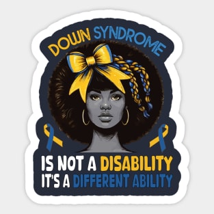 African American Down Syndrome It's Not A Disability It's A Different Ability Sticker